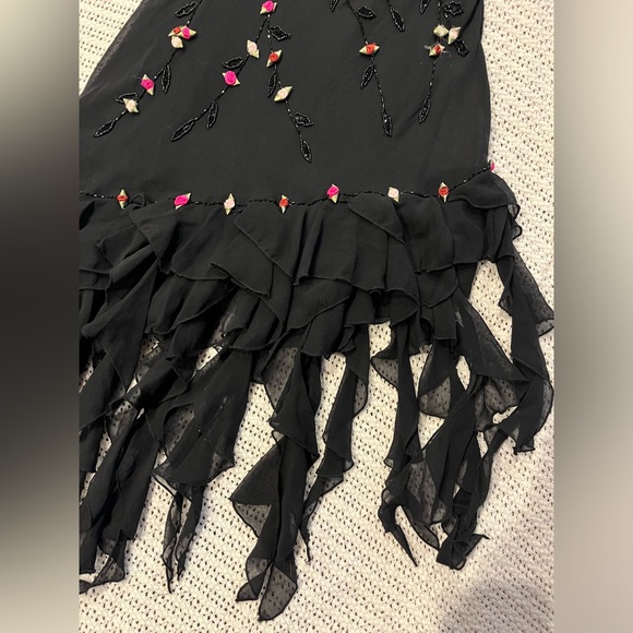 Vintage 90’s Y2K 100% Silk Dress Rose Vintage Beaded Dress Silk Slip Dress Fairy - Picture 8 of 17